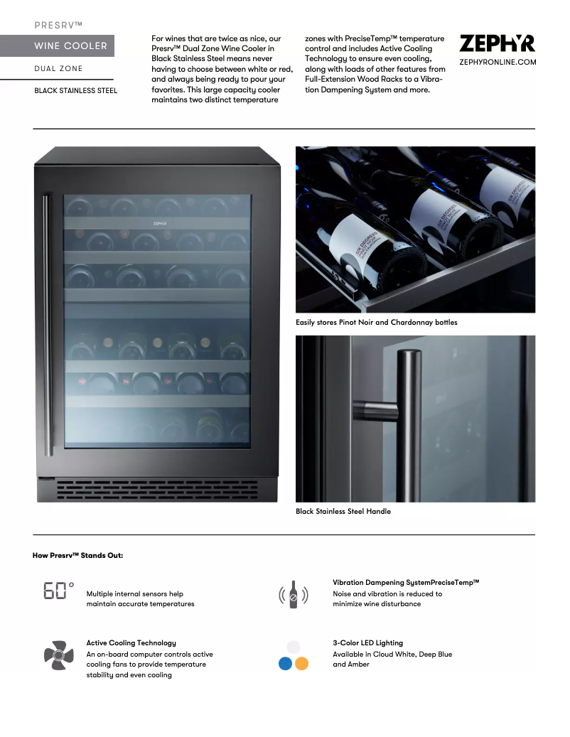 Page 1 de la notice Fiche technique Zephyr PRW24C02ABSG