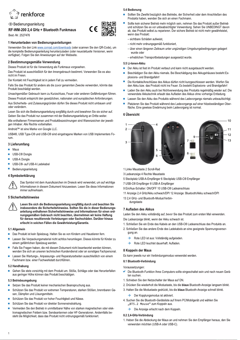 Page n°1 - Manuel utilisateur Renkforce RF-WM-200