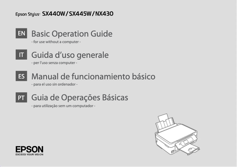 Image de la première page du manuel de l'appareil Stylus SX445W
