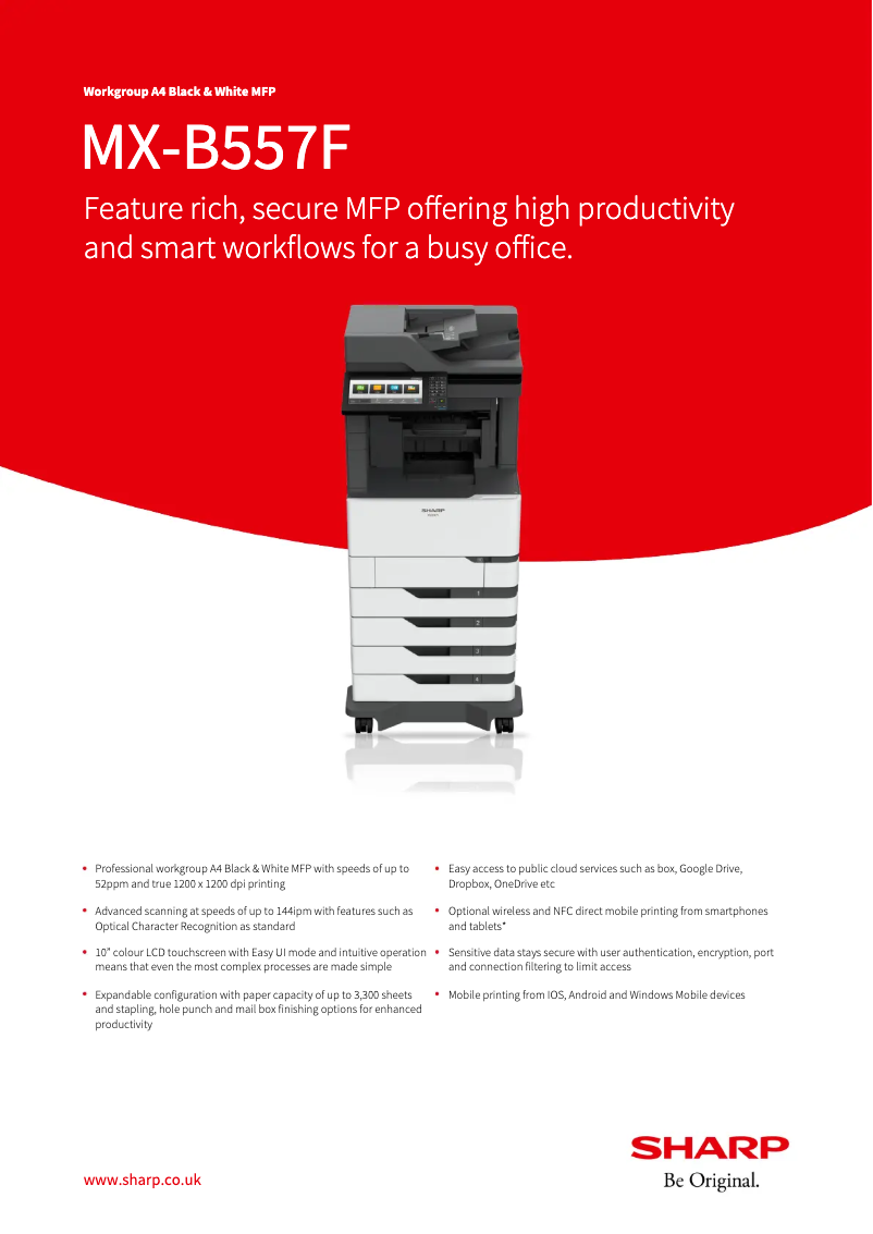 Page n°1 - Fiche technique Sharp MX-B557F