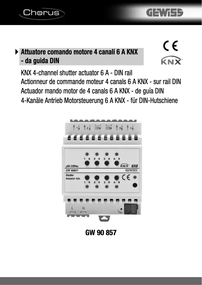Page n°1 - Manuel utilisateur Gewiss GW90857