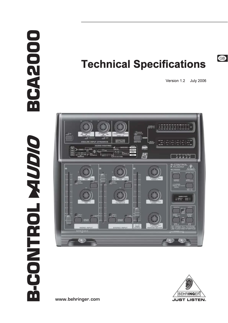 Página 1 del manual Ficha técnica Behringer B-Control Audio BCA2000