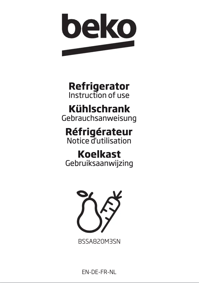 Page 1 de la notice Manuel utilisateur Beko BSSA820M3SN