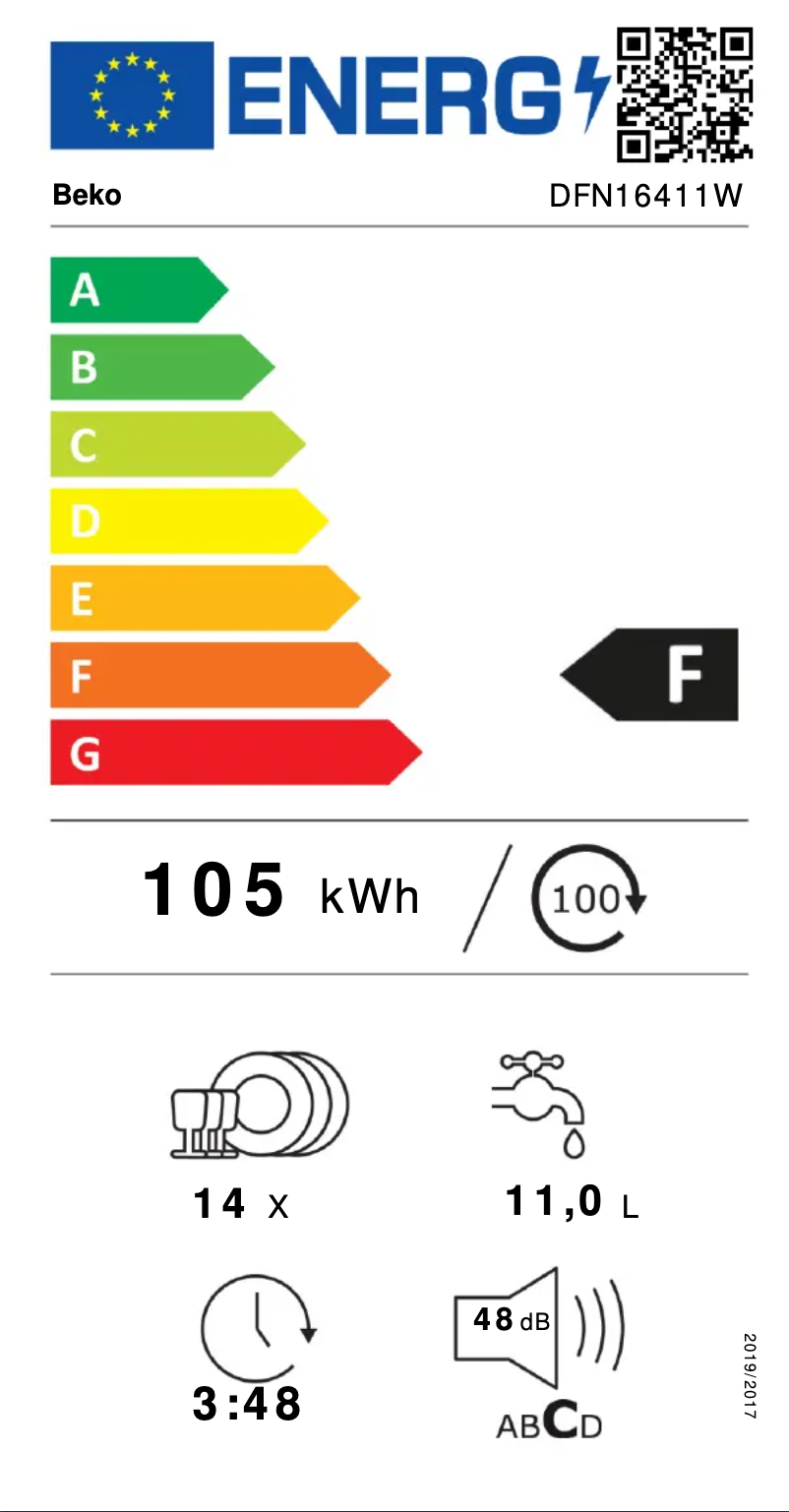 Page n°1 - Label énergétique Beko DFN16411W