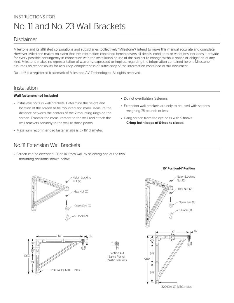Page 1 de la notice Manuel utilisateur Da-Lite 40957