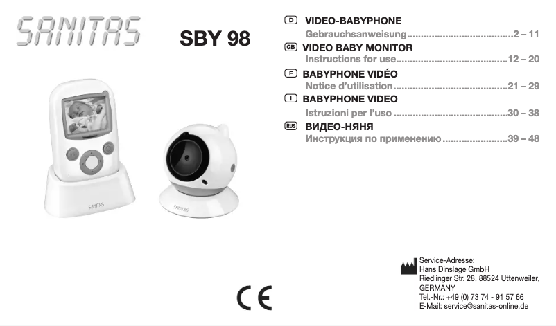 Page 1 de la notice Manuel utilisateur Sanitas SBY-98