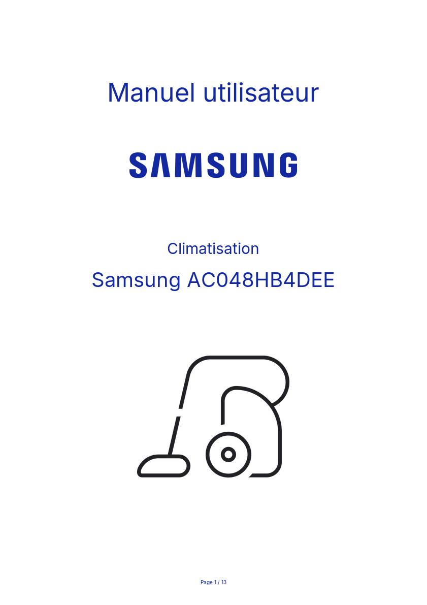 Image de la première page du manuel de l'appareil AC048HB4DEE