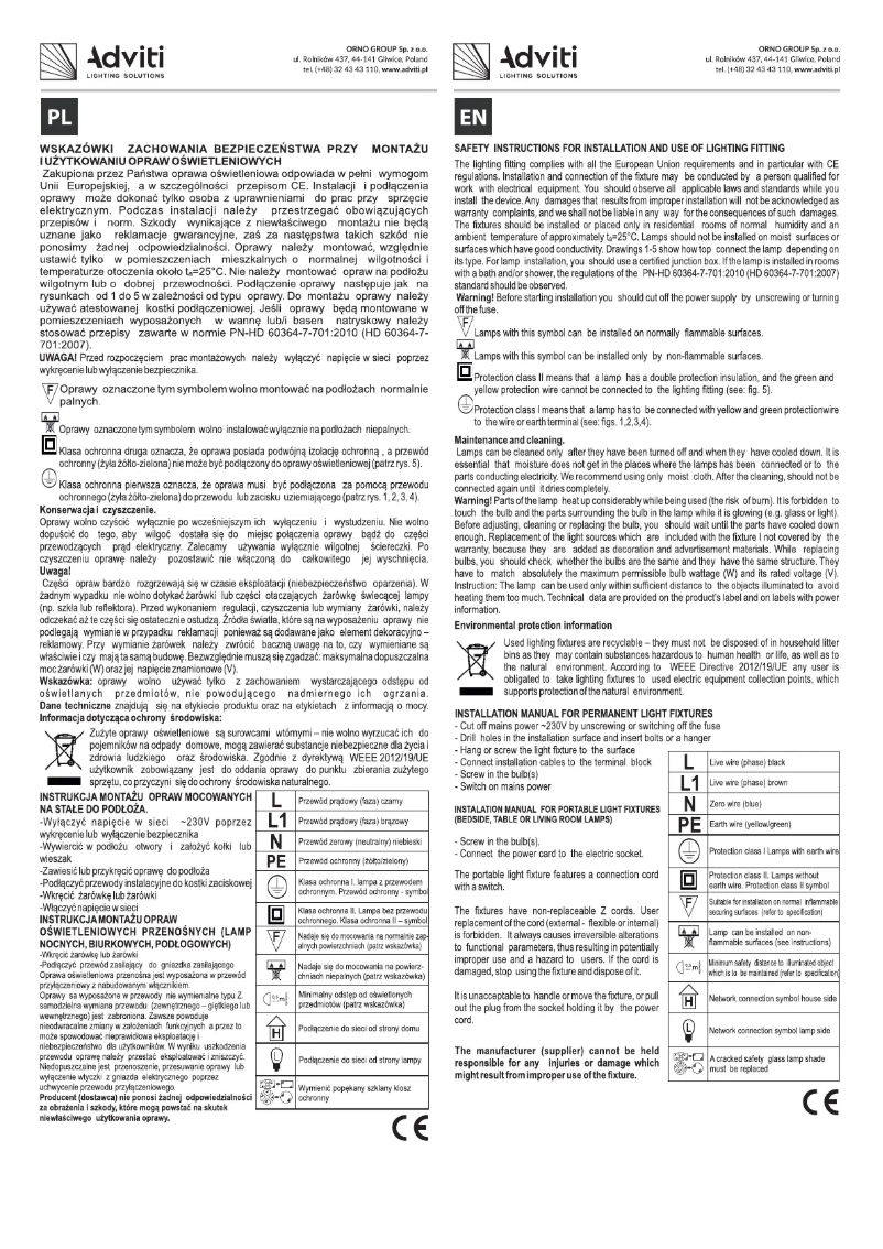 Page n°1 - Manuel utilisateur Adviti AD-LD-6310B-WE14SM