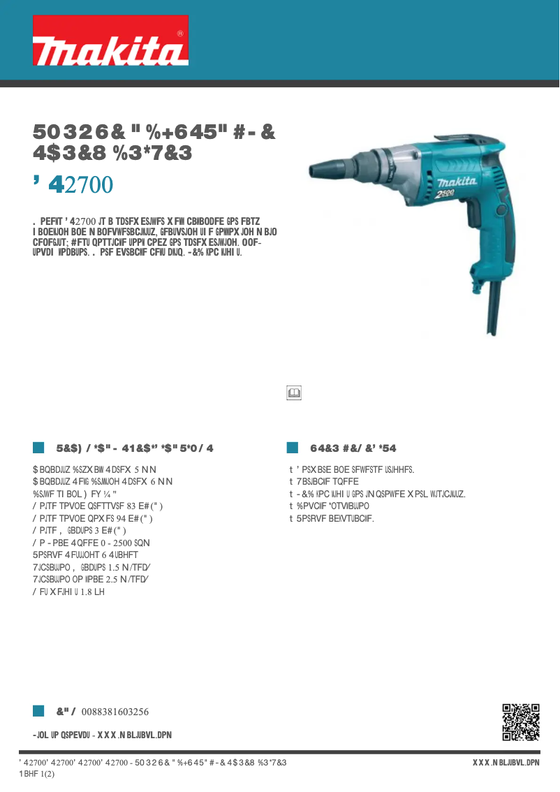 Page n°1 - Fiche technique Makita FS2700