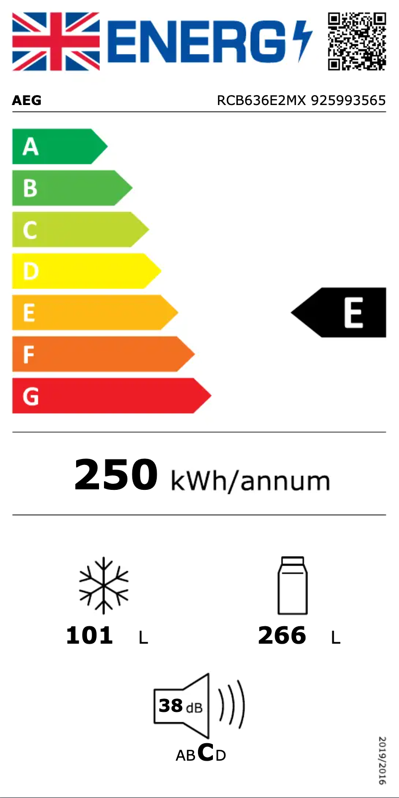 Page n°1 - Label énergétique AEG RCB636E2MX