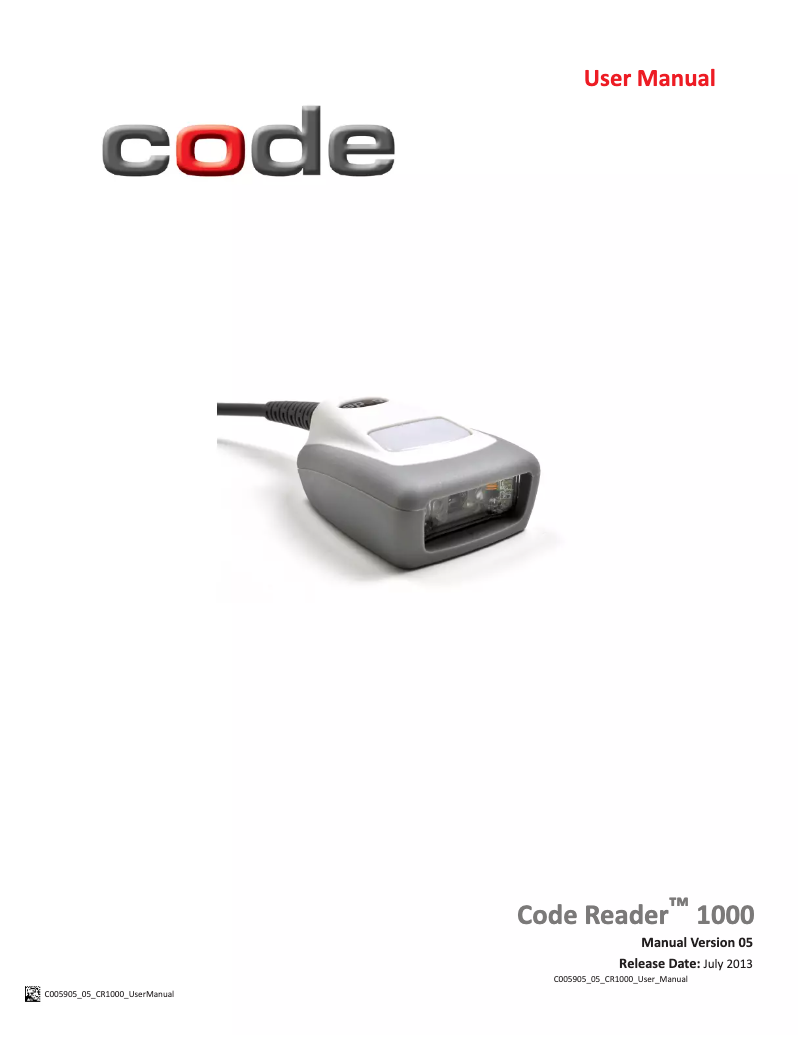 Page n°1 - Manuel utilisateur Code Corporation 1000