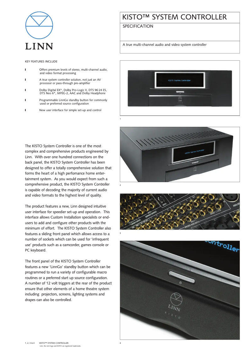 Página 1 del manual Ficha técnica Linn Kisto