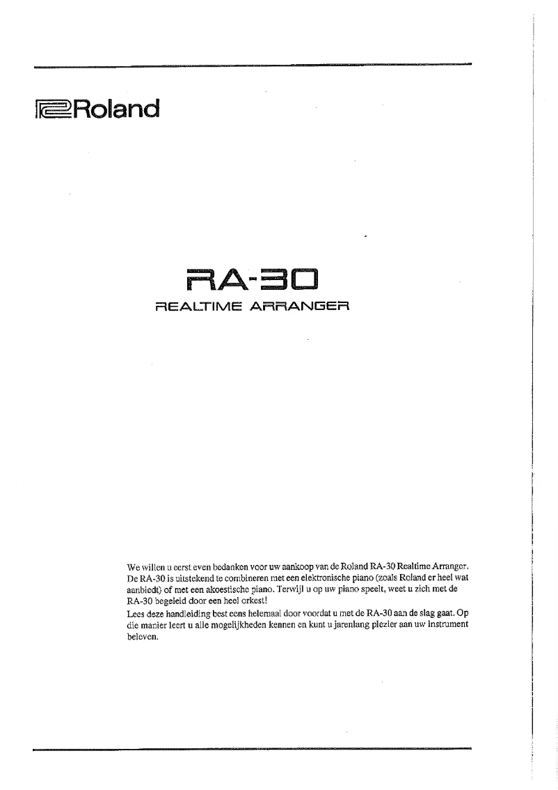 Page 1 de la notice Manuel utilisateur Roland RA-30