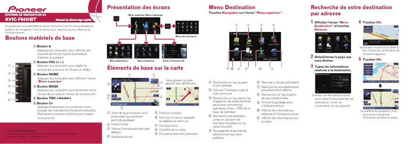 Image de la première page du manuel de l'appareil AVIC-F8430BT