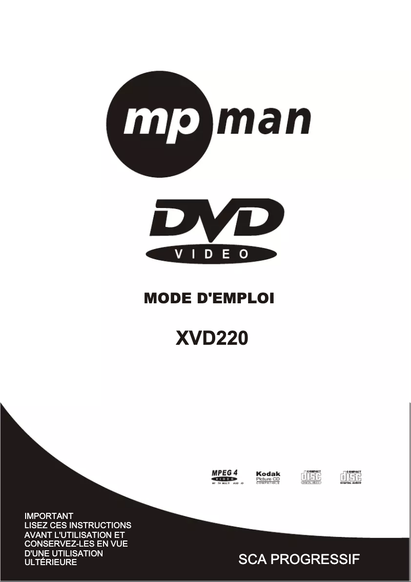 Image de la première page du manuel de l'appareil XVD220