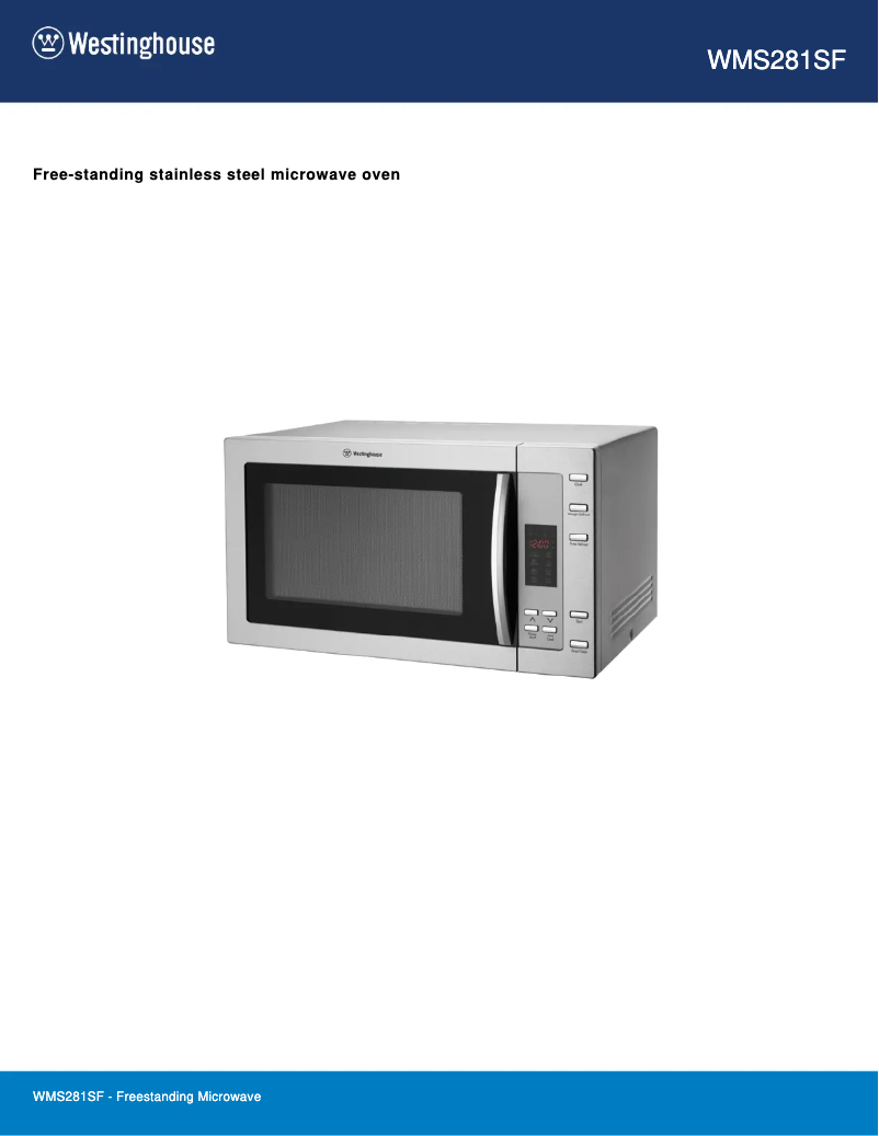 Page n°1 - Fiche technique Westinghouse WMS281SF