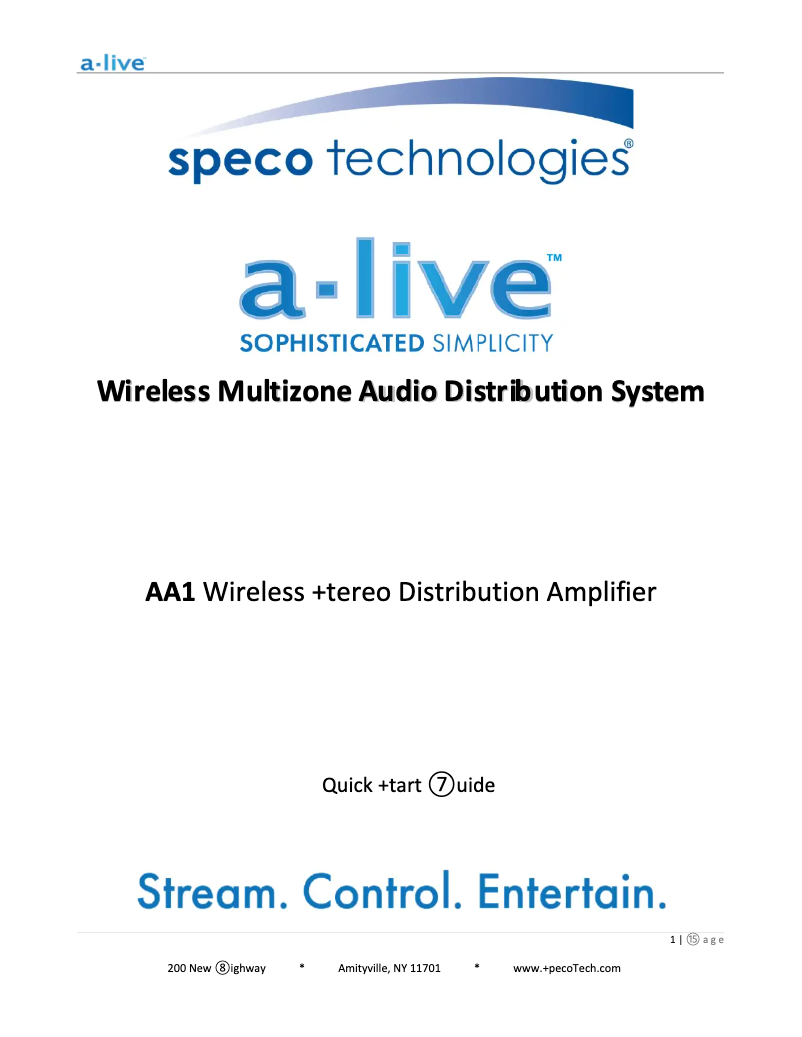 Page 1 de la notice Guide de démarrage rapide Speco Technologies AACEK1W