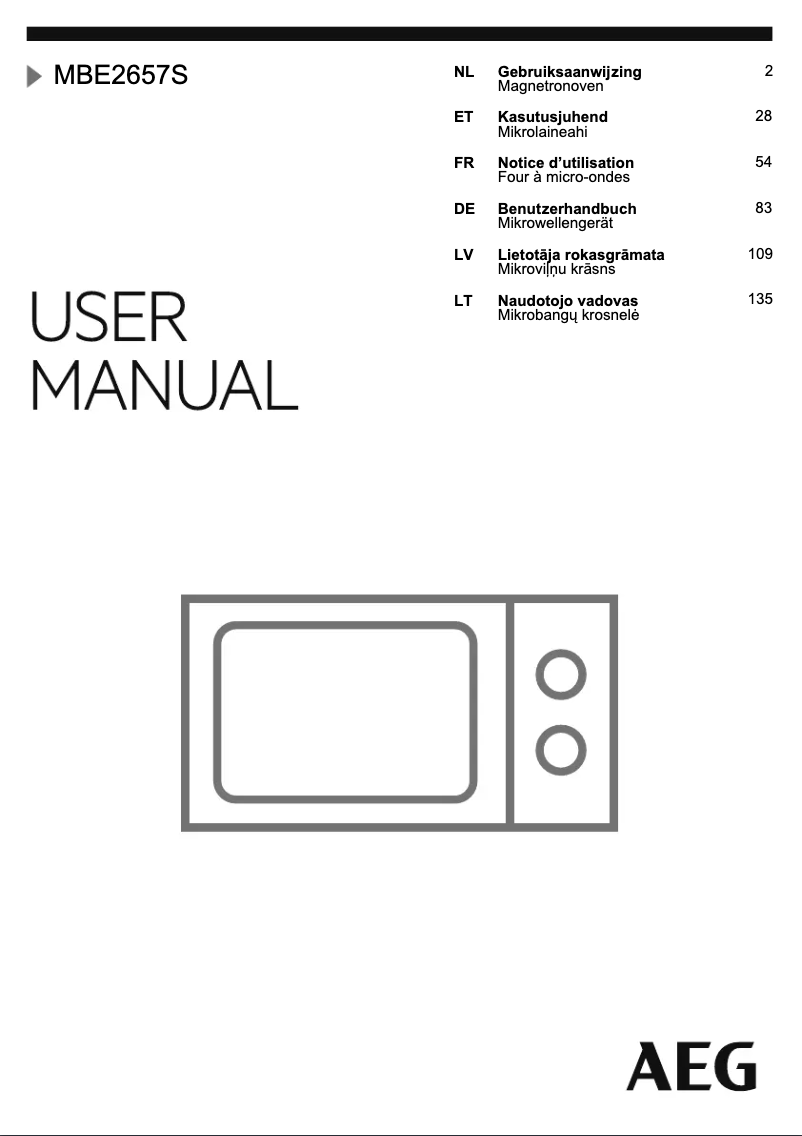Página 1 del manual Manual de usuario AEG MBE2657SEM