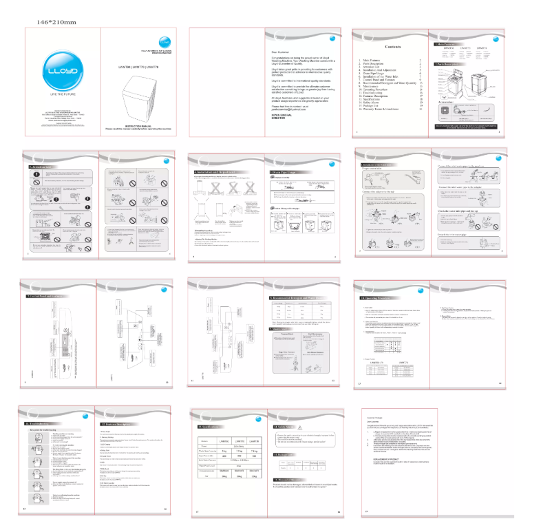 Page n°1 - Manuel utilisateur Lloyd LWMT78