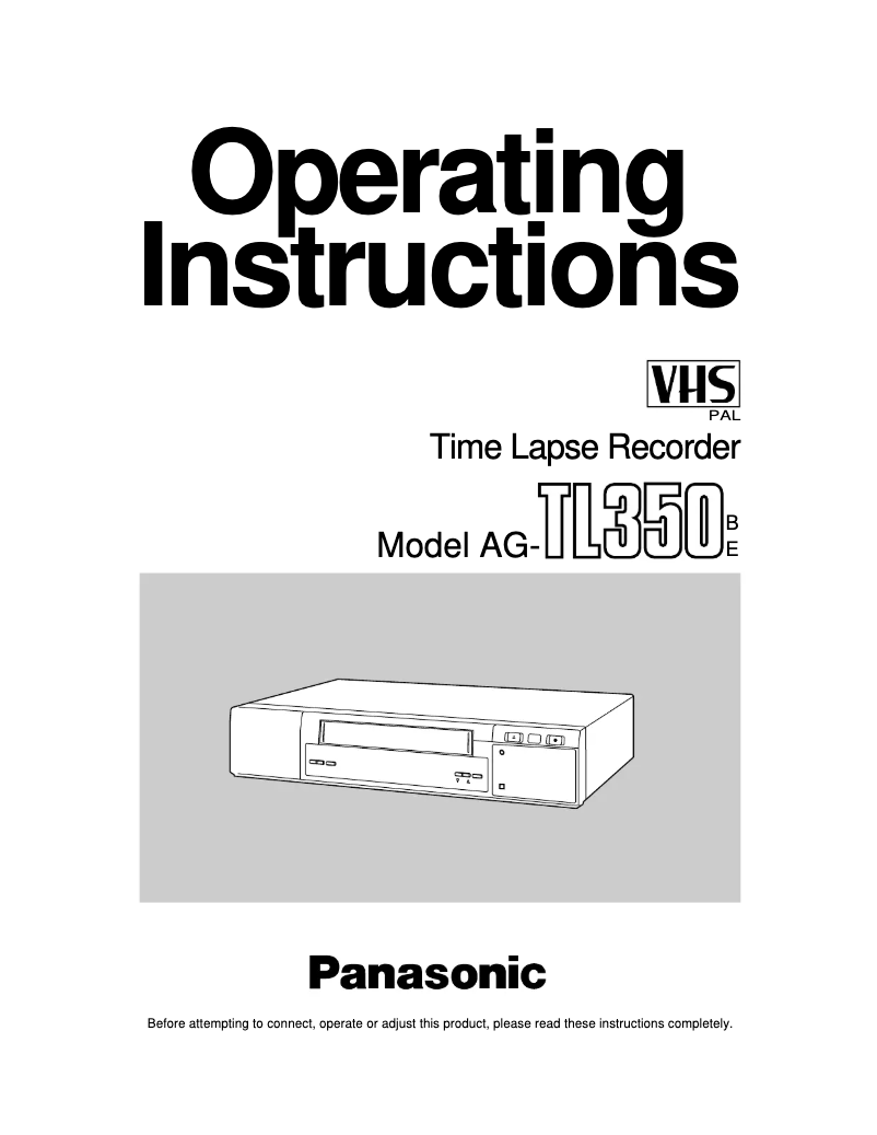 Page 1 de la notice Manuel utilisateur Panasonic AG-TL350