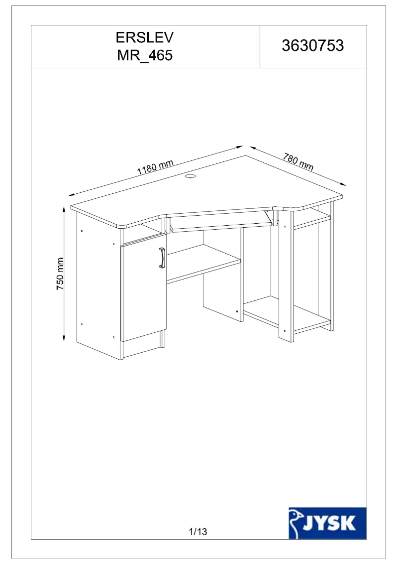 Page n°1 - Manuel utilisateur JYSK Erslev (118x75x78)