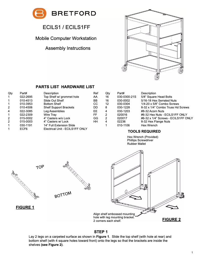 Page n°1 - Manuel utilisateur Bretford ECILS1-BPMBT