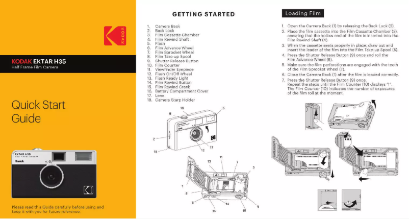 Image de la première page du manuel de l'appareil Ektar H35