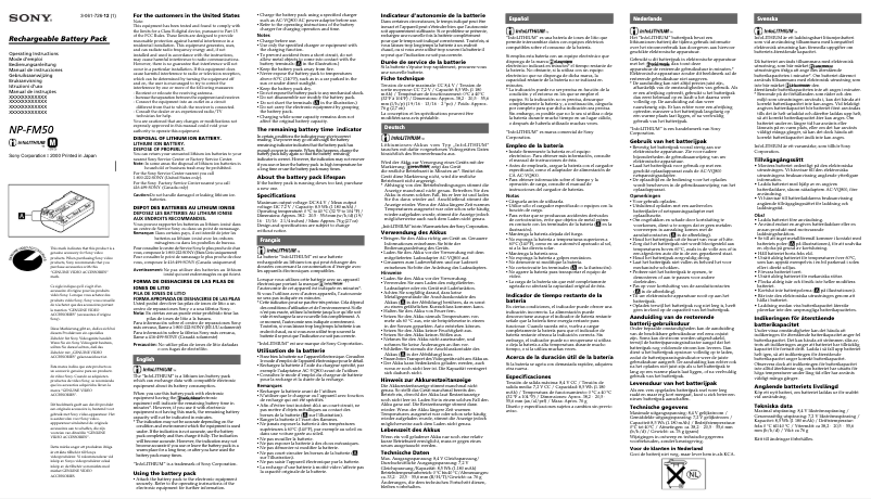 Página 1 del manual Manual de usuario Sony NP-FM50