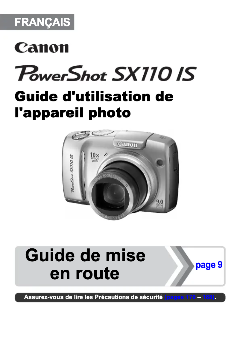 Page 1 de la notice Manuel utilisateur Canon PowerShot SX110 IS