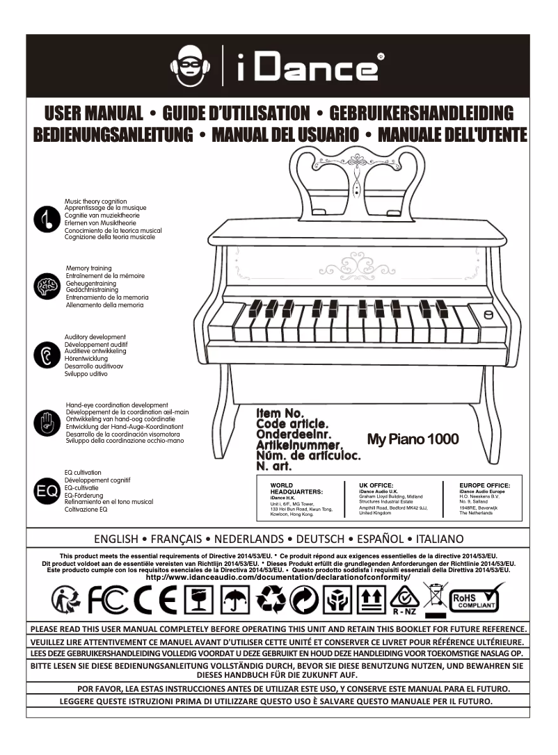 Página 1 del manual Manual de usuario iDance My Piano 1000