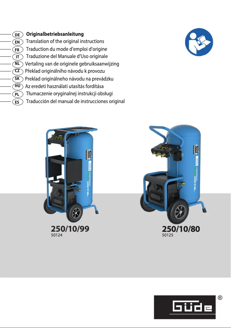 Page 1 de la notice Manuel utilisateur Güde Kompressor Airpower 250/10 /80 ECO-DIGITAL