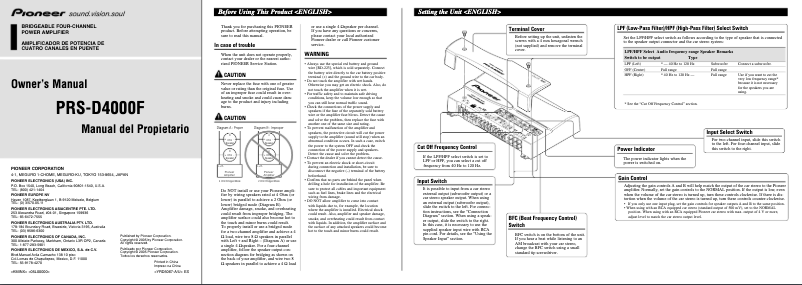 Page n°1 - Manuel utilisateur Pioneer PRS-D4000F