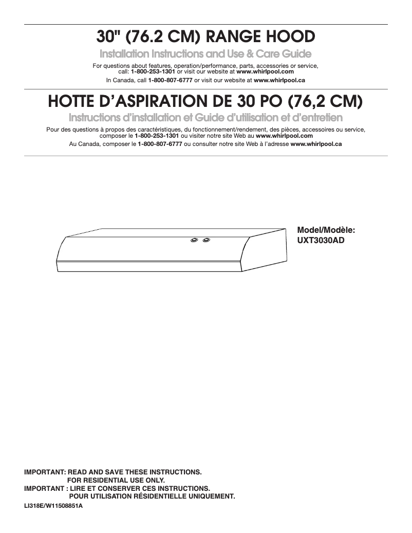 Page n°1 - Manuel utilisateur Amana UXT3030ADW