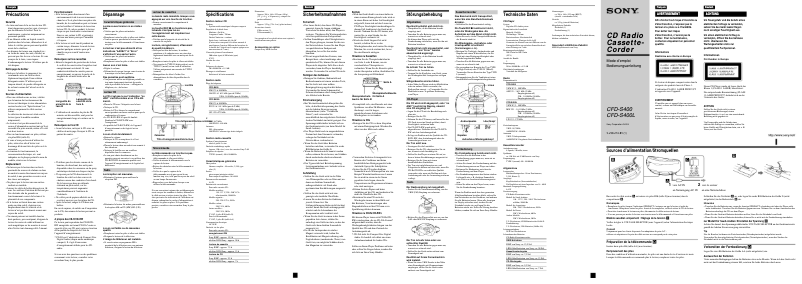 Page 1 de la notice Manuel utilisateur Sony CFD-S400L