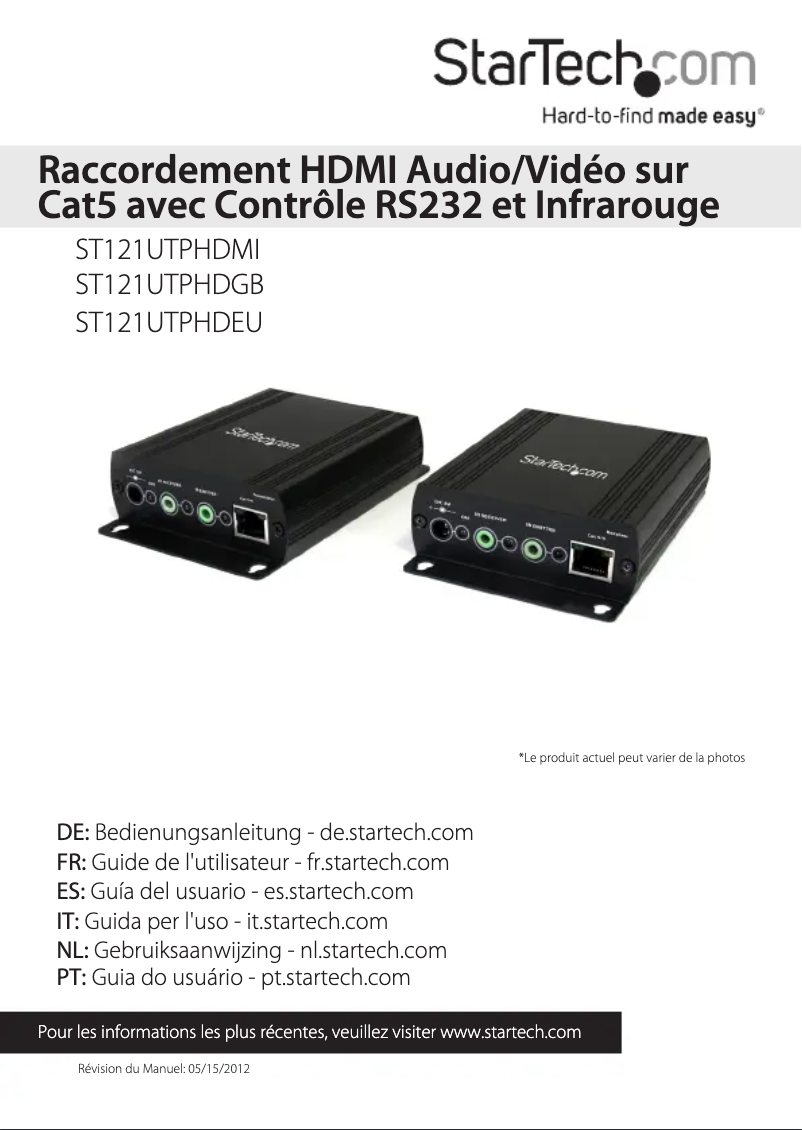 Page 1 de la notice Manuel utilisateur StarTech.com ST121UTPHDMI