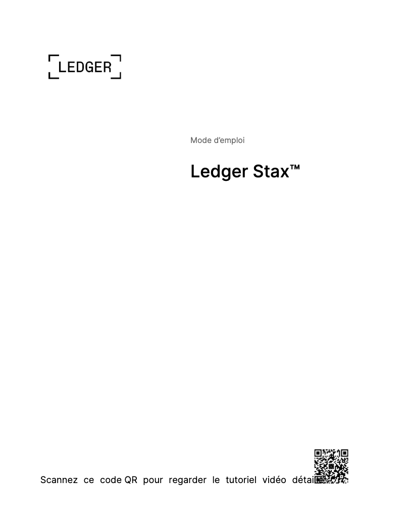 Page 1 de la notice Manuel utilisateur Ledger Stax