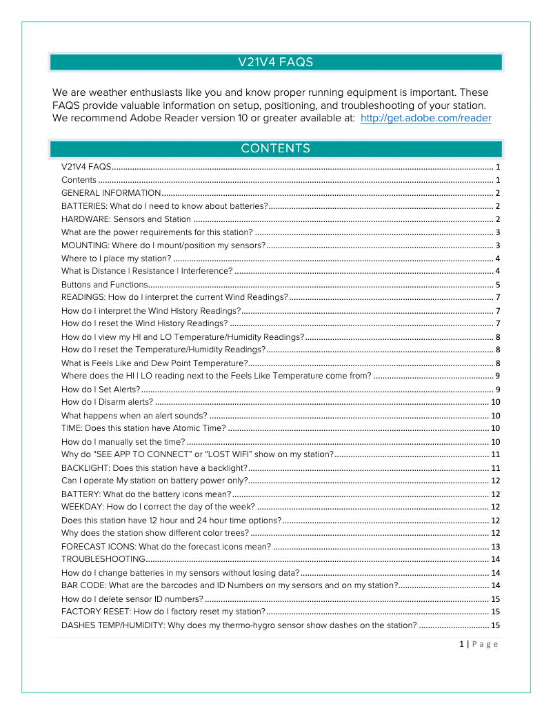 Page n°1 - FAQ La Crosse Technology V21v4