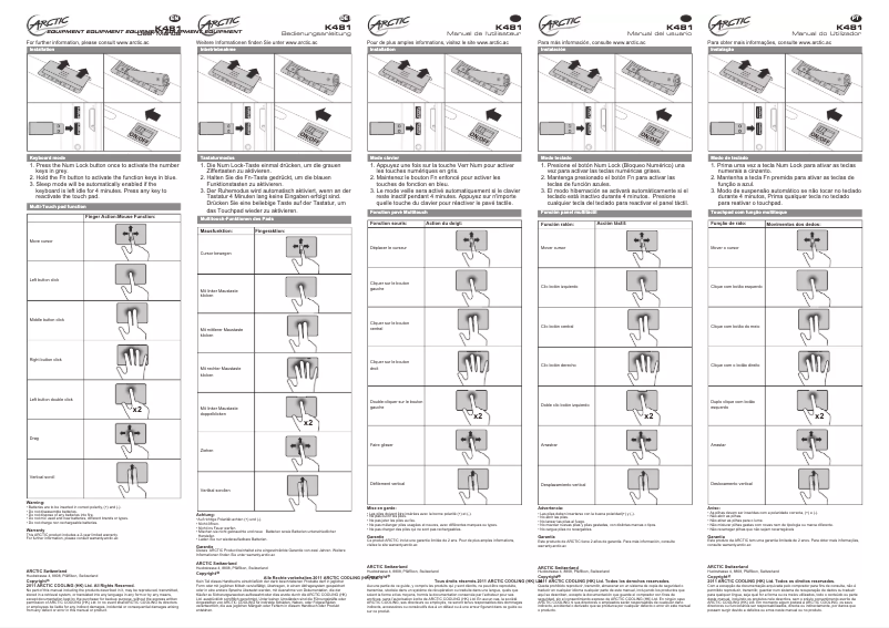 Page 1 de la notice Manuel utilisateur Arctic Cooling K481