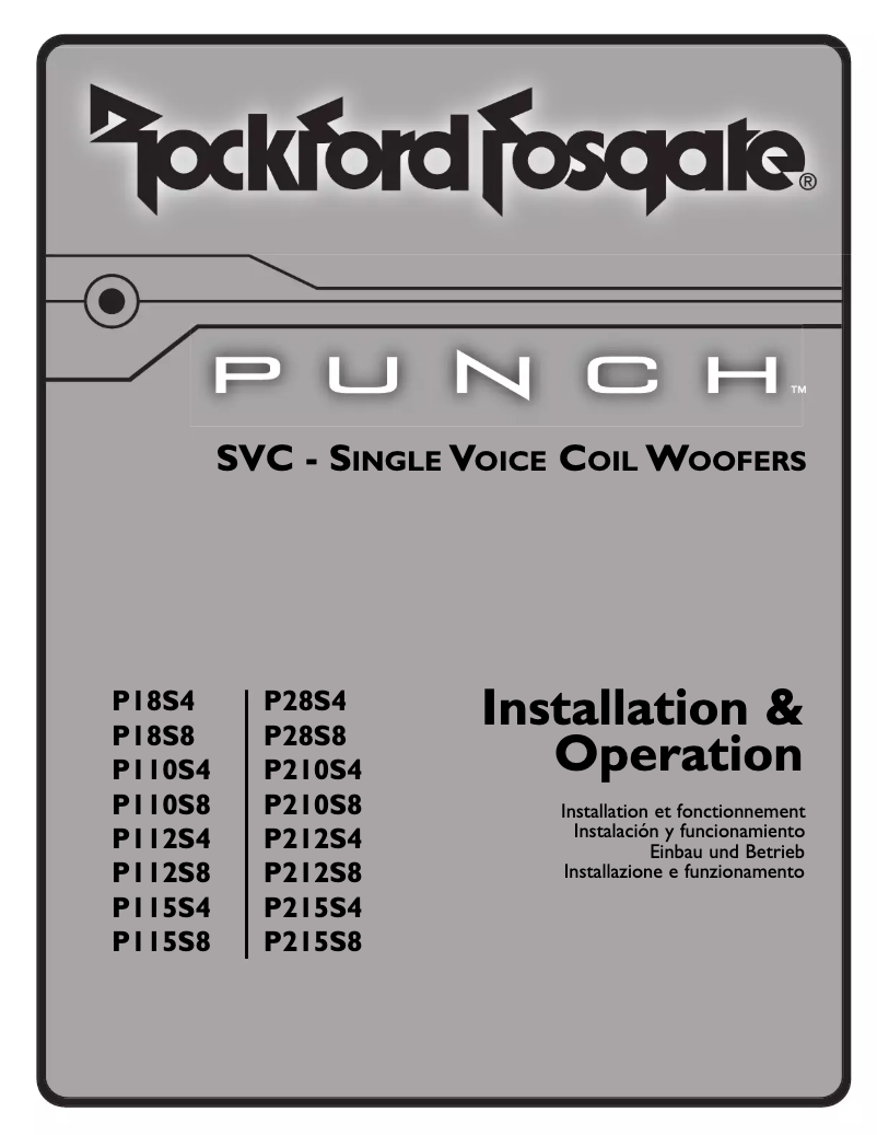 Página 1 del manual Manual de usuario Rockford Fosgate Punch P215S8