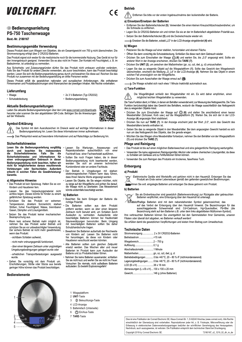 Page 1 de la notice Manuel utilisateur Voltcraft PS-750