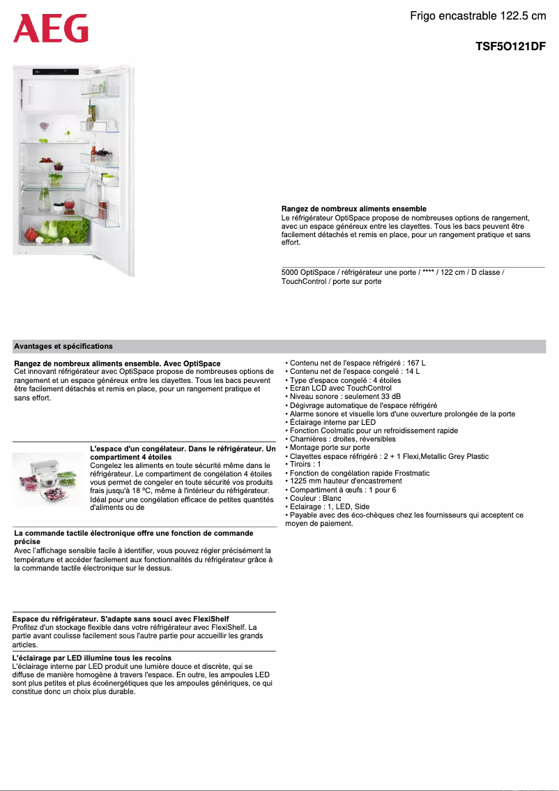 Page n°1 - Fiche technique AEG TSF5O121DF
