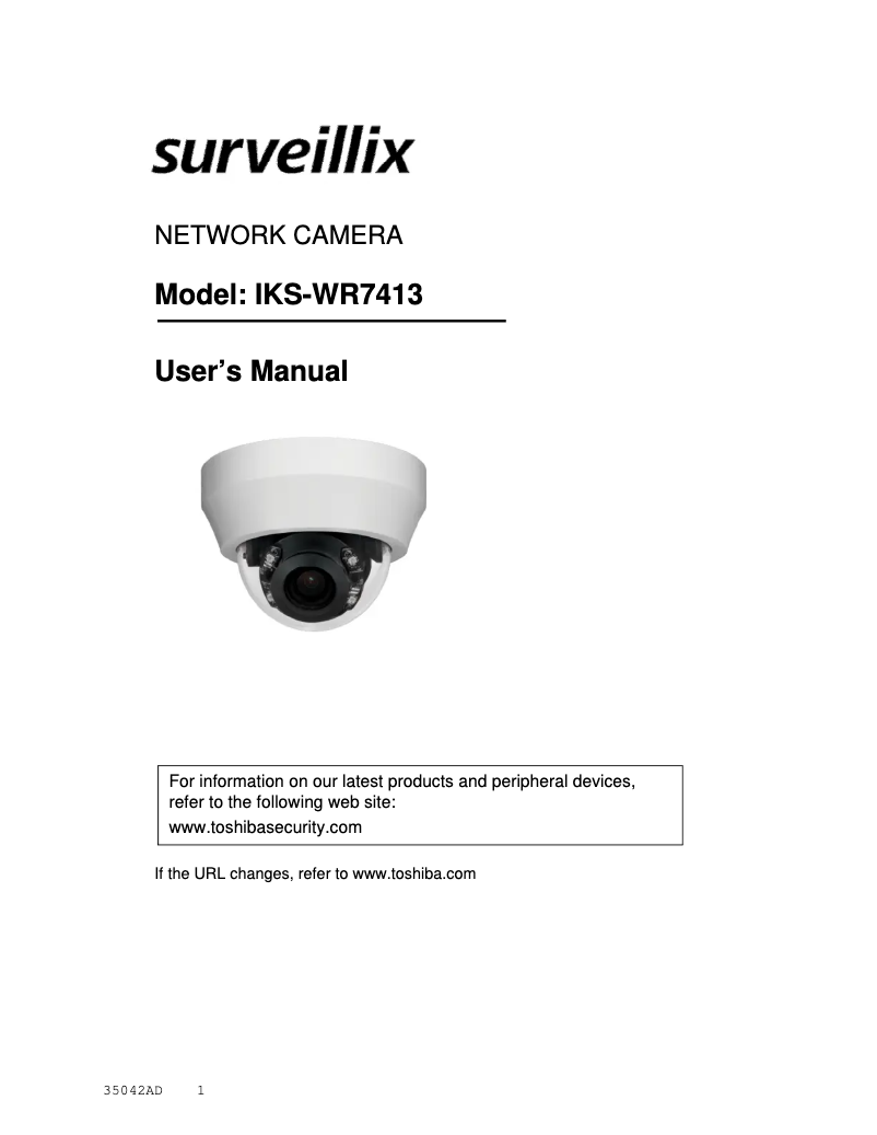 Page n°1 - Manuel utilisateur Toshiba IKS-WR7413