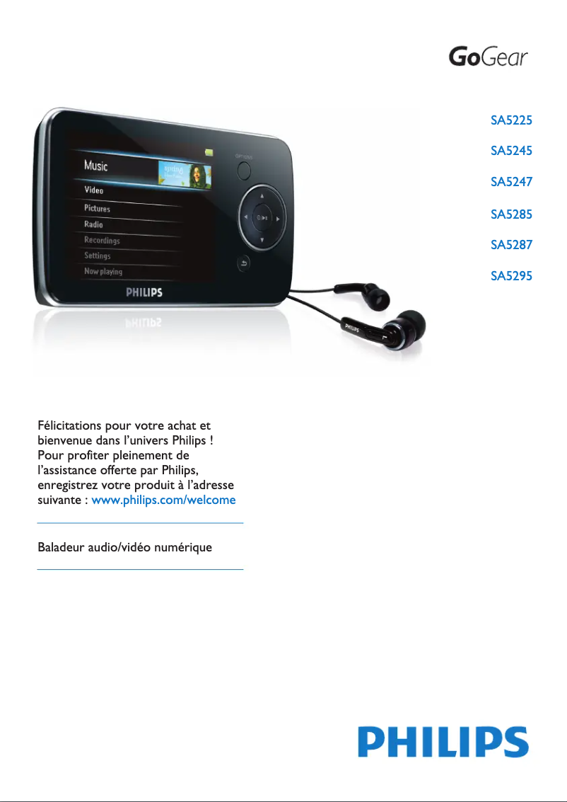 Image de la première page du manuel de l'appareil GoGear SA5285