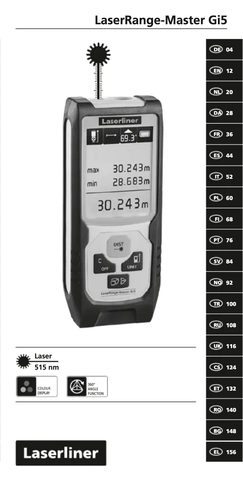 Page 1 de la notice Manuel utilisateur Laserliner LaserRange-Master Gi5