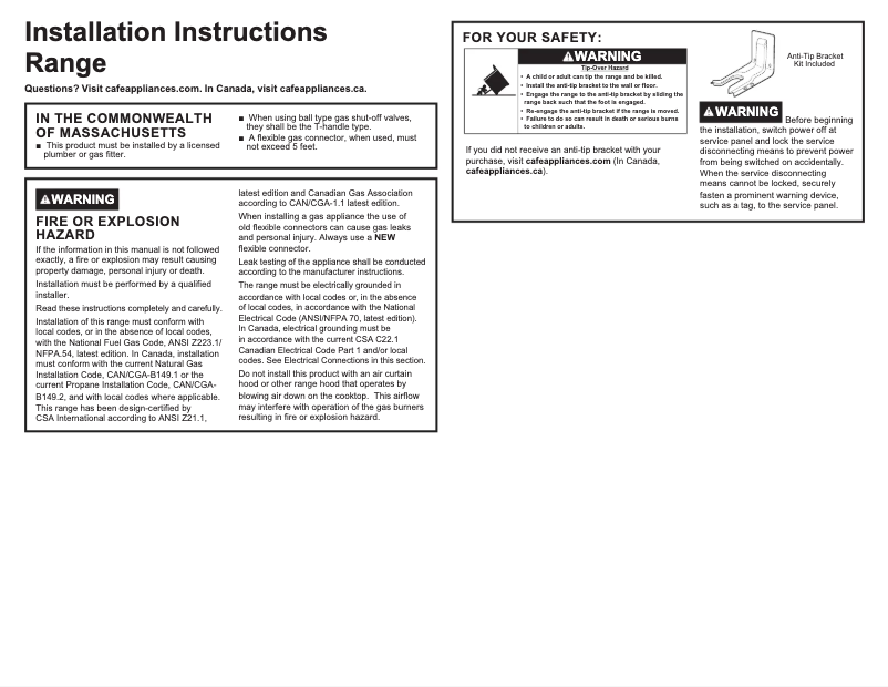 Page n°1 - Guide d'installation GE C2S950P2MS1