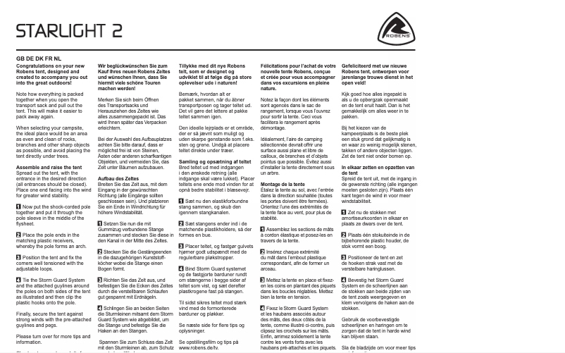 Image de la première page du manuel de l'appareil Starlight 2