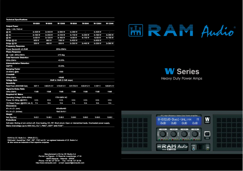 Page n°1 - Fiche technique Ram Audio W 9000