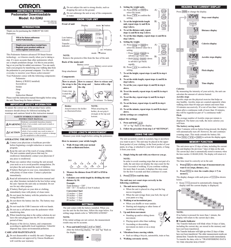 Página 1 del manual Manual de usuario Omron HJ-324U
