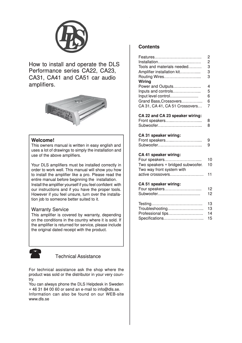 Page n°1 - Manuel utilisateur DLS CA31