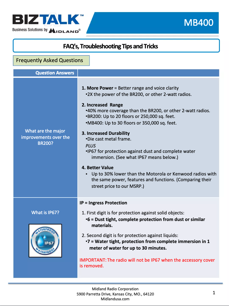 Page 1 de la notice FAQ Midland BizTalk MB400X6MC
